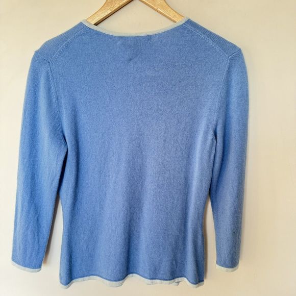 Express 100% Cashmere Womens Two Tone BLUE Pocket Sweater SIZE S - Picture 4 of 4